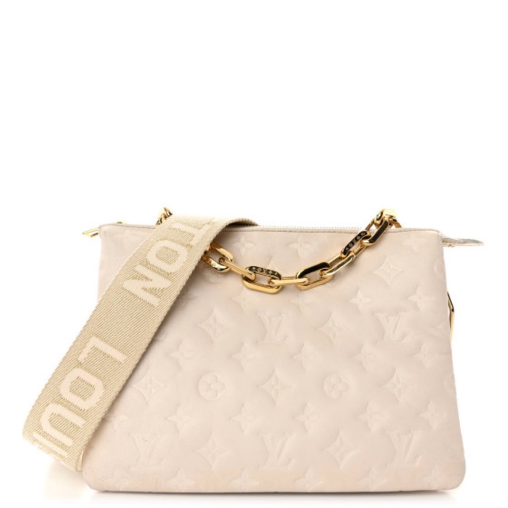 Lambskin Embossed Monogram Coussin PM Beige Cream Louis Vuitton